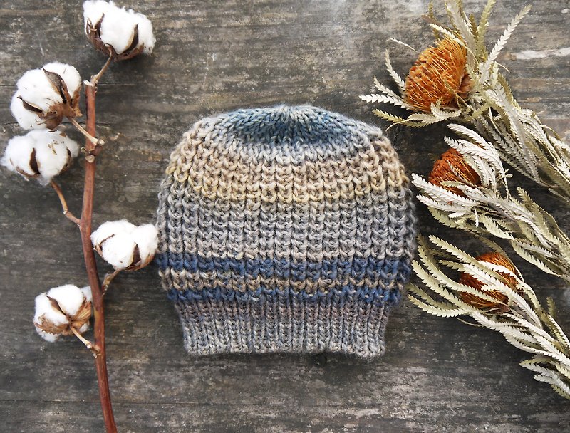 阿母100%的手作帽-蘑菇毛帽/毛線帽/-大地色漸層-新年/禮物 - 帽子 - 其他材質 咖啡色