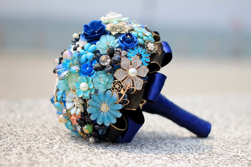 Bouquet jewelry [full] jewelry crystal flower series / dark blue - Other - Other Materials Blue