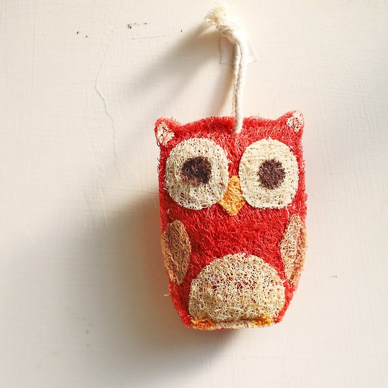 LoofahArt Red Owl - เครื่องครัว - พืช/ดอกไม้ สีแดง