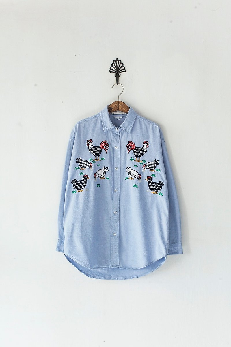 Banana Flyin '| Vintage | neutral chick embroidered cotton shirts - เสื้อเชิ้ตผู้หญิง - วัสดุอื่นๆ 
