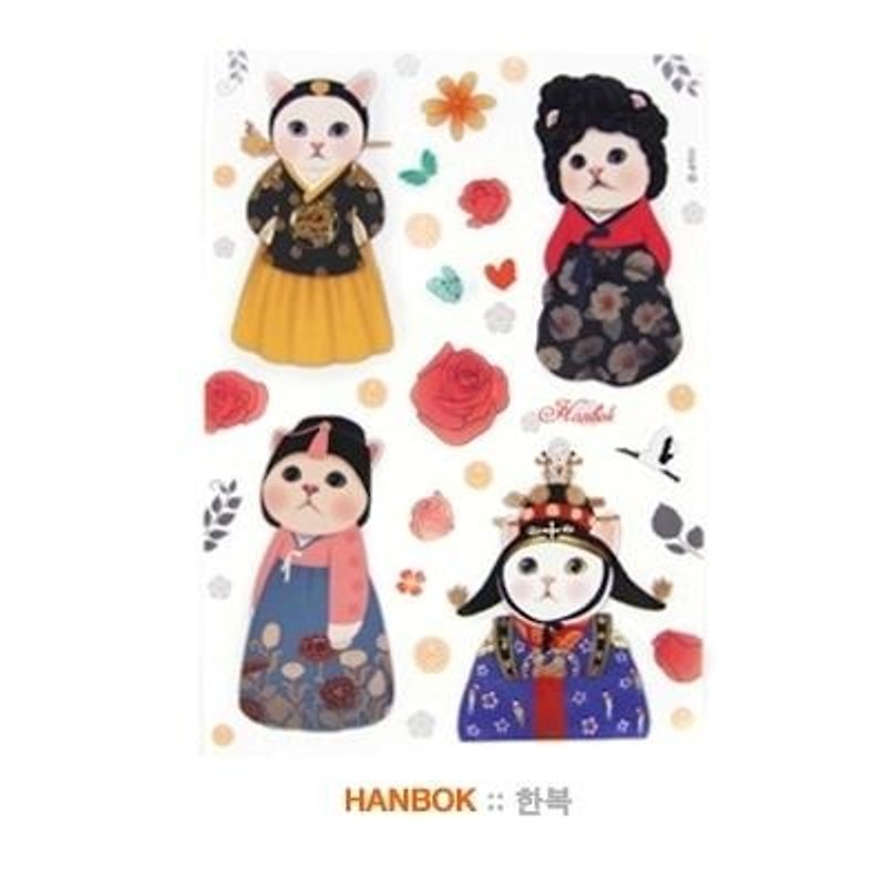 Jetoy, sweet cat decorative stickers _Hanbok (J1508107) - Stickers - Paper Multicolor