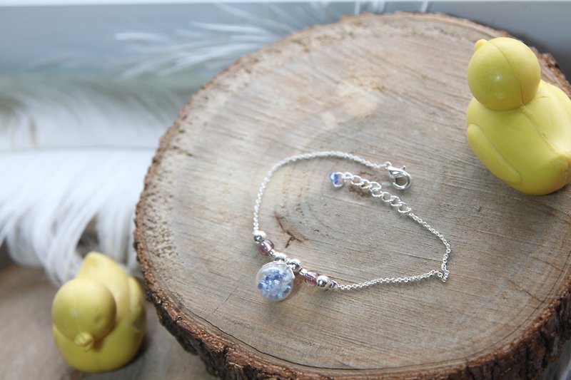 Color handmade glass beads with silver plated bracelet glass cover - Bracelets - Glass Blue