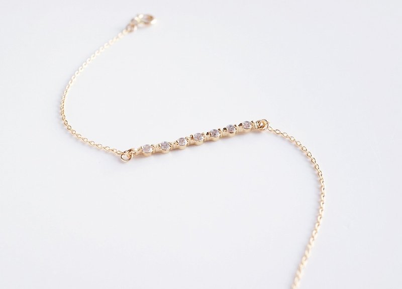 【14KGF】Bracelet,Cubic Zirconia Bar - Bracelets - Glass Gold