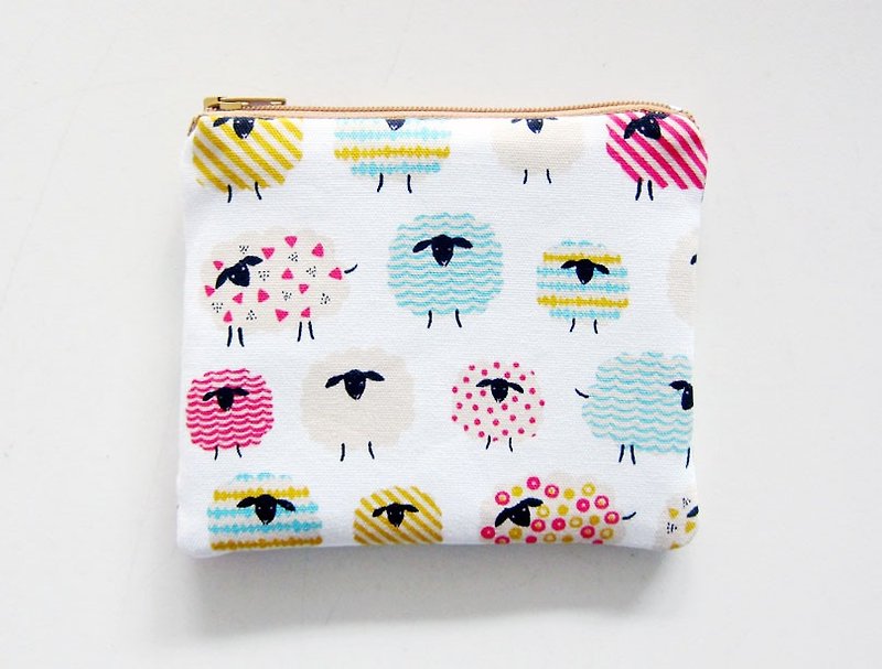 Zipper bag / purse / mobile phone sets the color white sheep - Coin Purses - Other Materials Multicolor