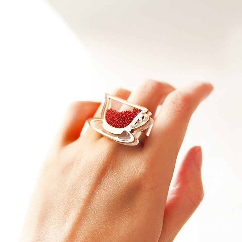 English Tea Ring - Red - แหวนทั่วไป - อะคริลิค สีแดง