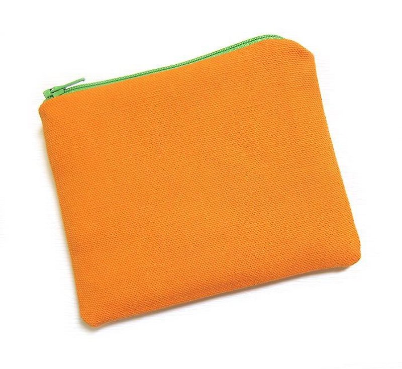 Zipper bag/coin purse/mobile phone case color canvas (orange) - Coin Purses - Other Materials 