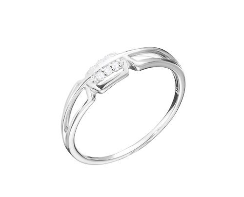 Majade Jewelry Design 優雅鑽石戒指 簡約求婚白金戒指 14k白金別緻女戒 幾何小鑽戒