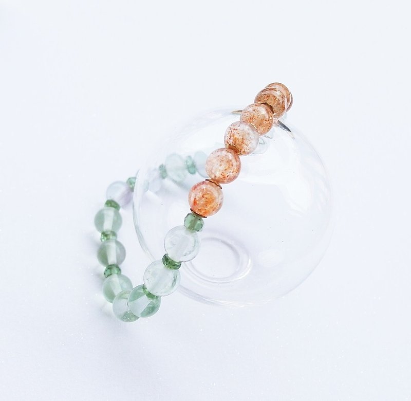 Natural clear fluorite ice gold strawberry elastic bracelet - Bracelets - Gemstone Orange