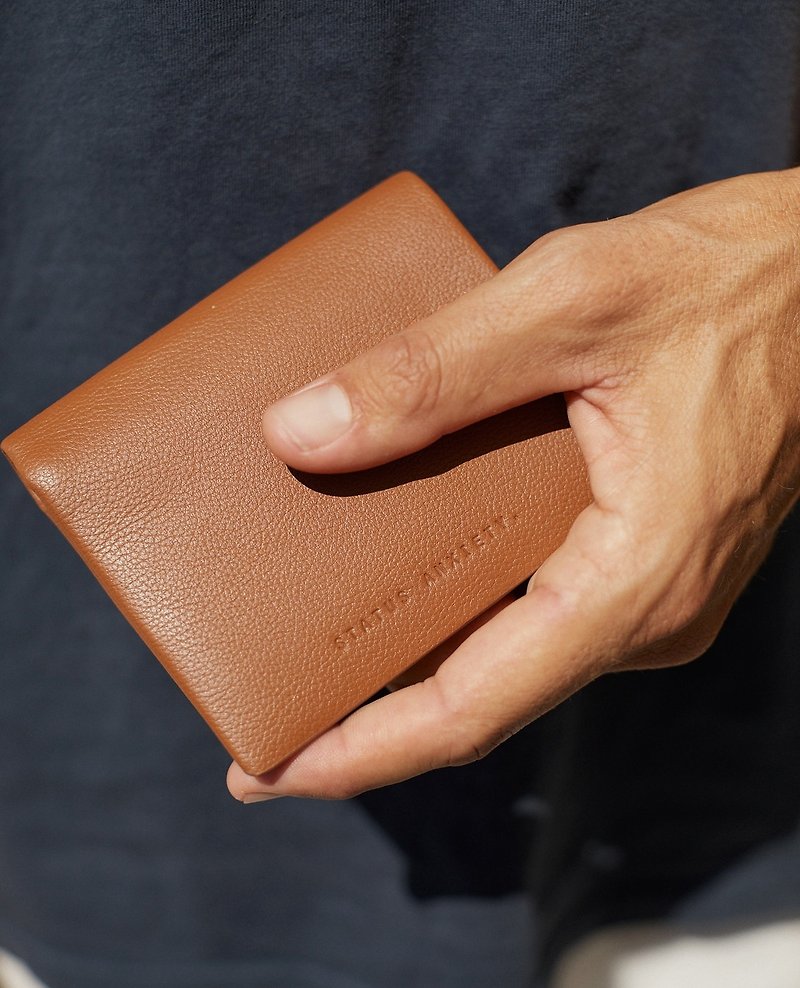NATHANIEL short clip_camel, black, coffee - Wallets - Genuine Leather Brown