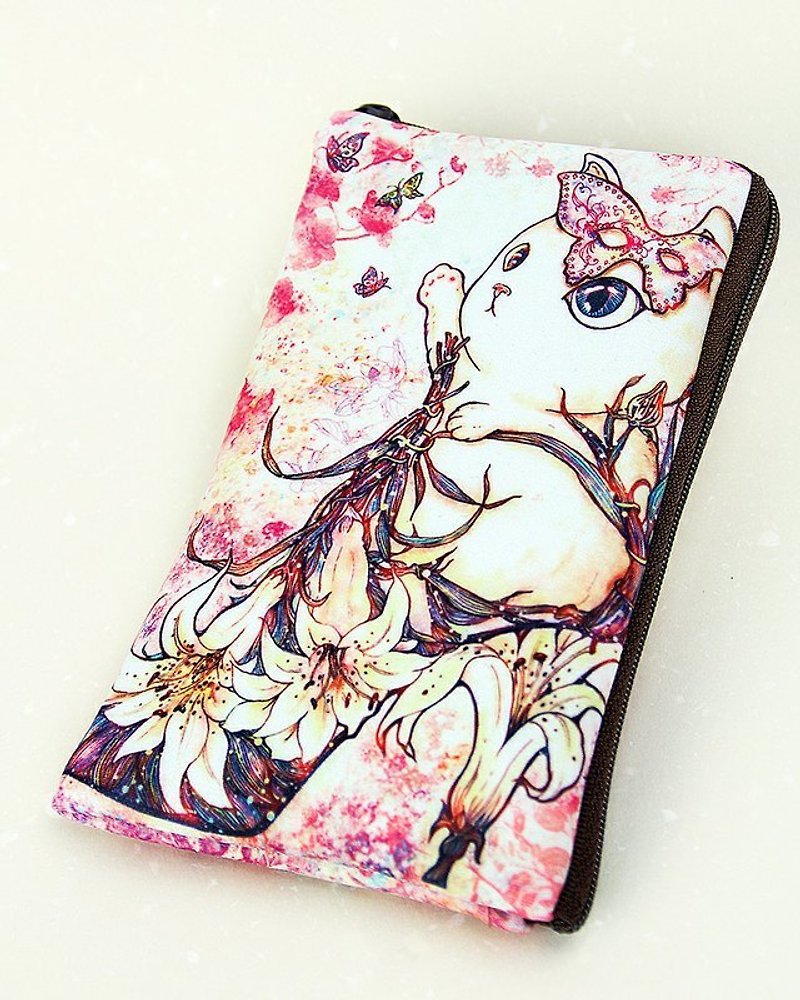 Illustration style cell phone pocket - [lily flower heels cat] - Phone Cases - Other Materials 