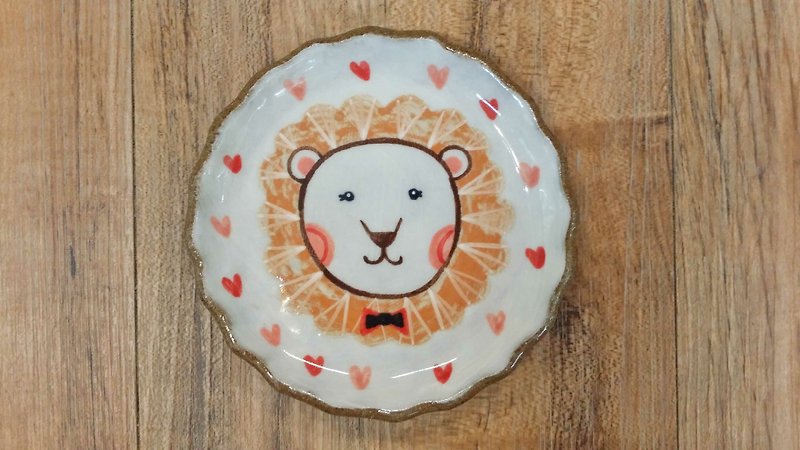 【動物圓盤】快樂獅 - 花瓶/陶器 - 陶 橘色