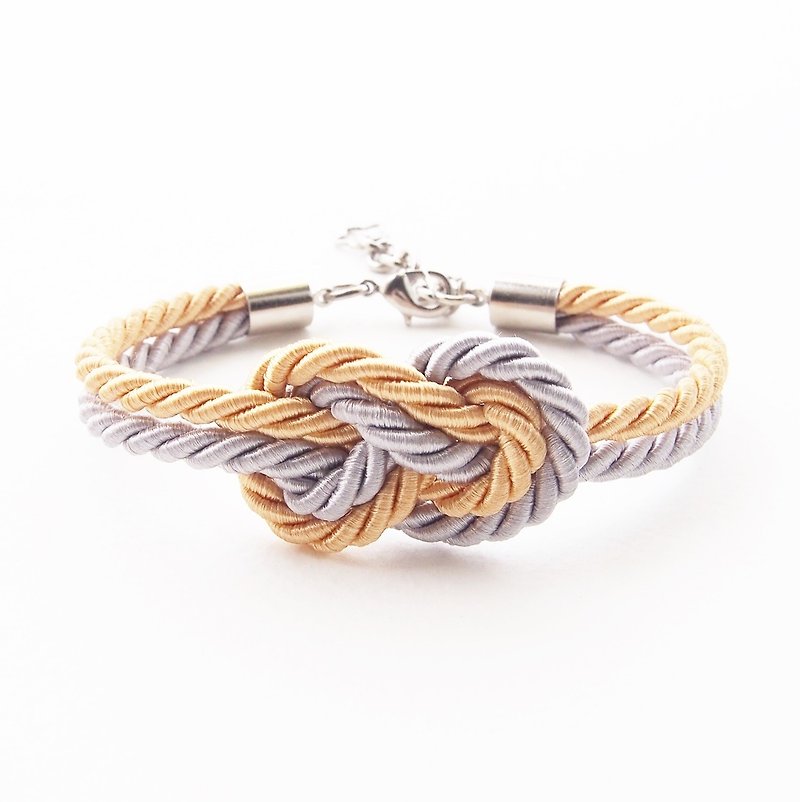 Gold and gray infinity knot rope bracelet - สร้อยข้อมือ - กระดาษ สีทอง
