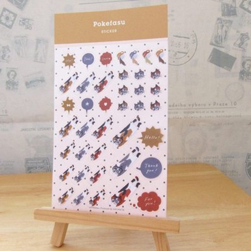 Marks Pokefasu transparent decorative sticker (POK-ST1-C flying cat) embroidery pattern - สติกเกอร์ - กระดาษ สีกากี