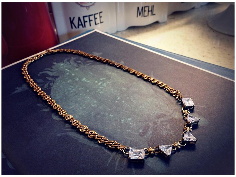 Minertés+ Geometric Stone ‧ Bronze Necklace+ - Necklaces - Copper & Brass Gold