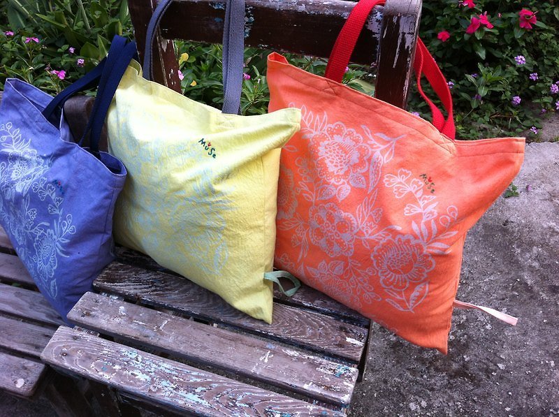 印花購物袋--細花 - Handbags & Totes - Cotton & Hemp 