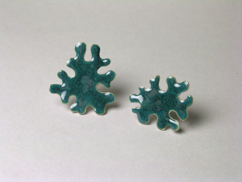 Lichenes lichens small silver ear acupuncture - gray blue and gray - Earrings & Clip-ons - Other Metals Gray