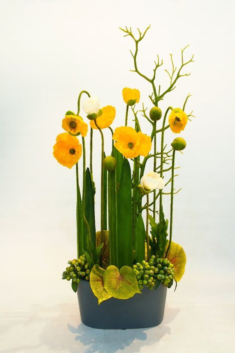 人造花飾-黃虞美人花飾 - 観葉植物 - その他の素材 イエロー