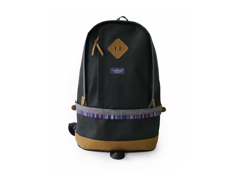 火柴木設計 Matchwood Bilayer 民族風後背包 17吋筆電夾層 黑色款 - 後背包/書包 - 其他材質 黑色