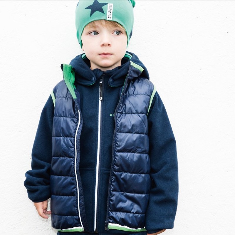 [Swedish children's clothing] Functional waterproof and warm microfiber cotton vest 1 year old to 10 years old green - เสื้อโค้ด - ผ้าฝ้าย/ผ้าลินิน 
