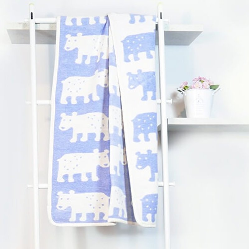 Warm blanket / baby blanket / Mi Yueli Sweden Klippan organic cotton warm blanket - 熊熊(blue) - Blankets & Throws - Cotton & Hemp Blue