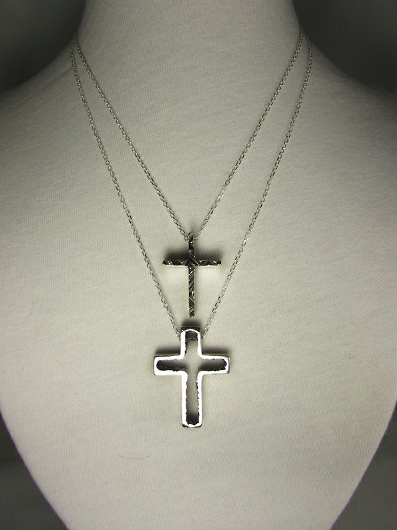 mittag [NL319] cross ab ab designer handmade silver cross chain of men and women - with brand wood jewelry box stores can pick up free shipping - สร้อยคอ - โลหะ สีเทา