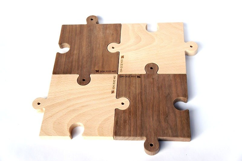 Vincenzo wood sen zuo mu / puzzle together meal plate (ㄧ group) - Cookware - Wood Multicolor