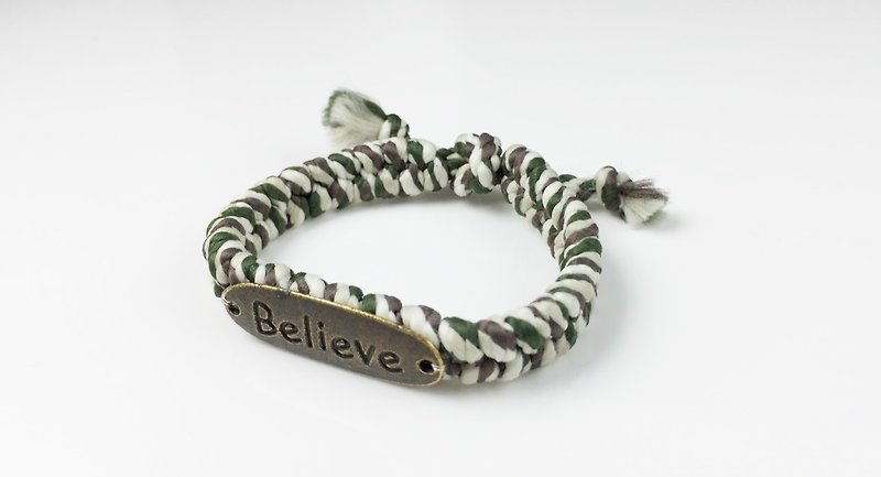 BELIEVE braid series (Valentine's Day Collection) - Integrated color green and white - Bracelets - Other Materials Green