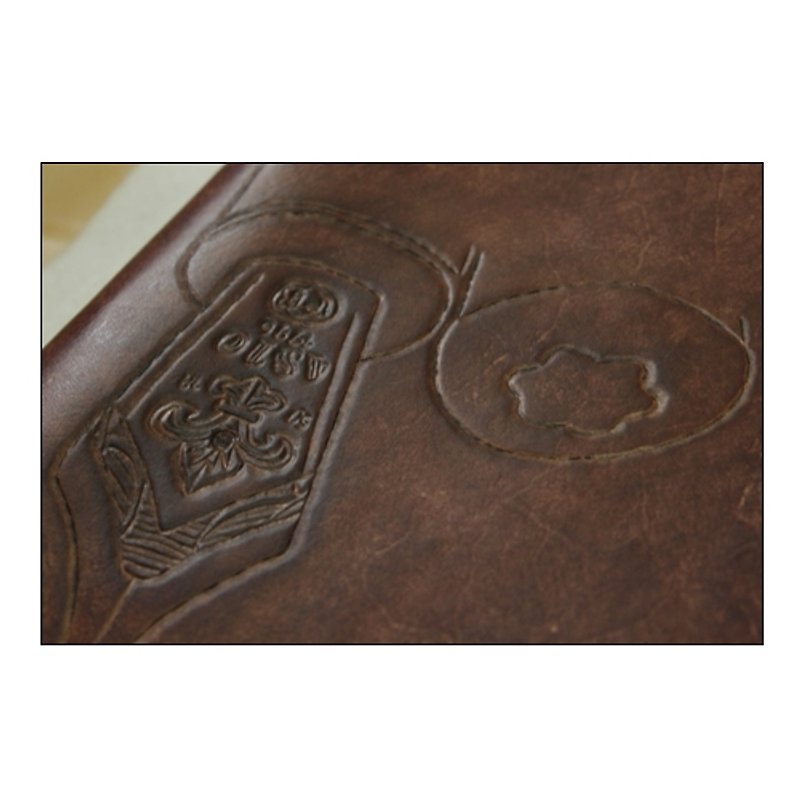 Exclusive custom A4 four-hole pen chart coke brown pure leather manual (custom lover, birthday gift) - สมุดบันทึก/สมุดปฏิทิน - หนังแท้ 