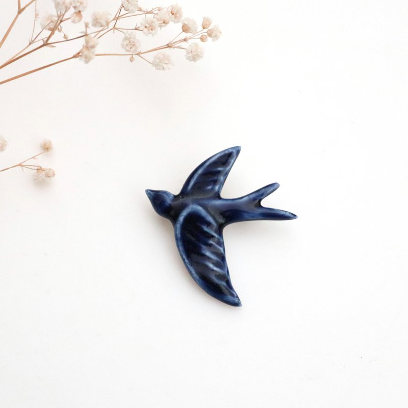 磁器 燕子 胸針 別針 - 心口針/胸針 - 瓷 藍色