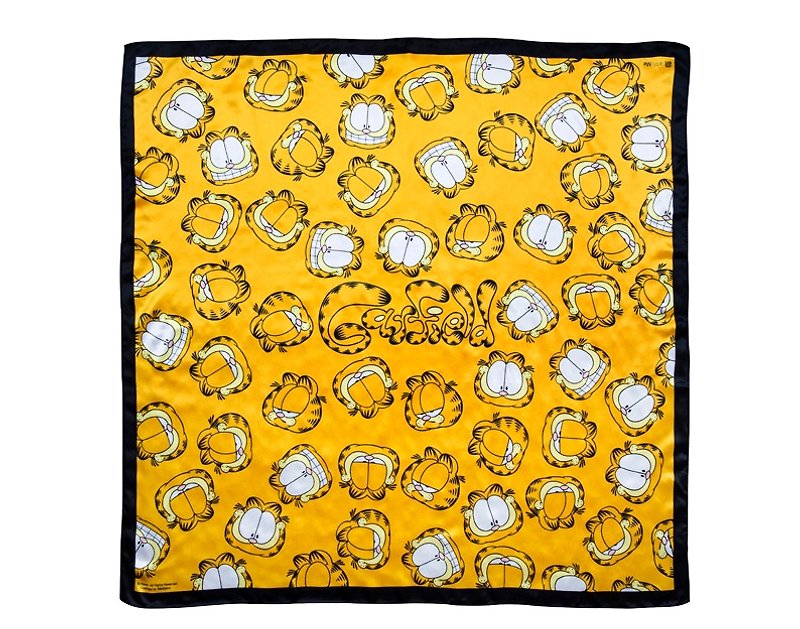 Garfield silk smooth square scarf suitable for gift and personal use - Scarves - Silk Orange