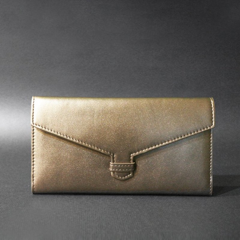 Passion envelopes long golden clip - Wallets - Genuine Leather Gold