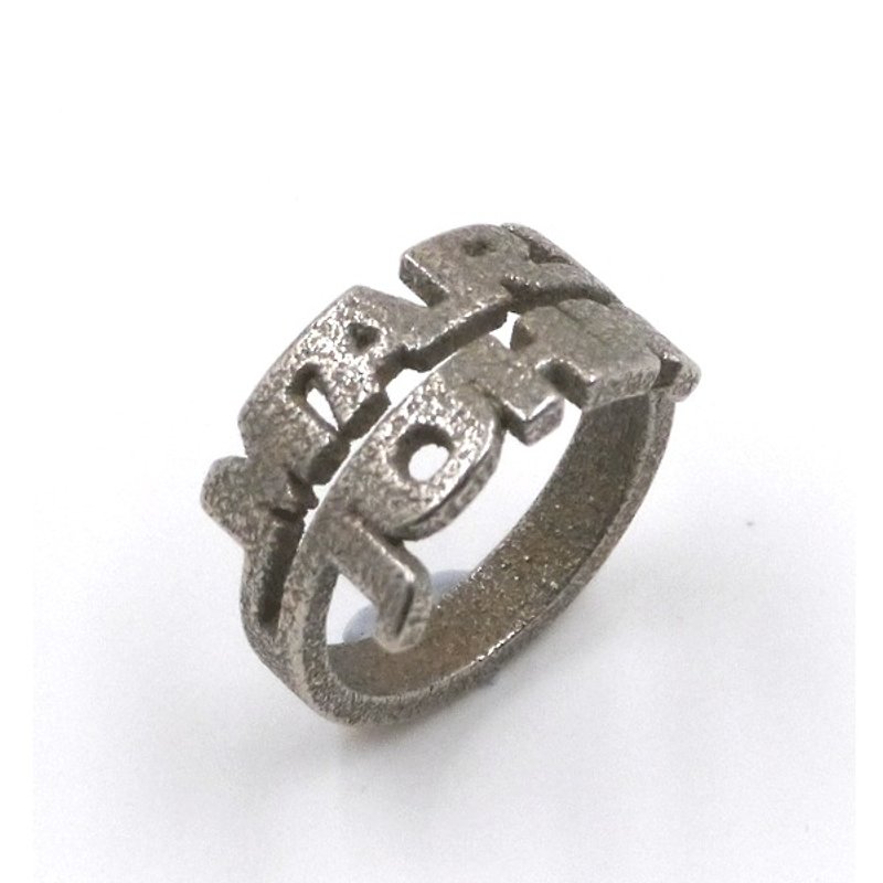客製化飾物戒指  - 三維打印 x Double Ring x 個人化 - 戒指 - 其他金屬 灰色