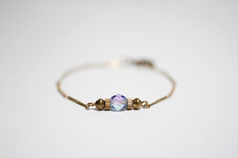 其他金屬 手鍊/手環 紫色 - 半透明葡萄 天然石幾何造型黃銅手鍊