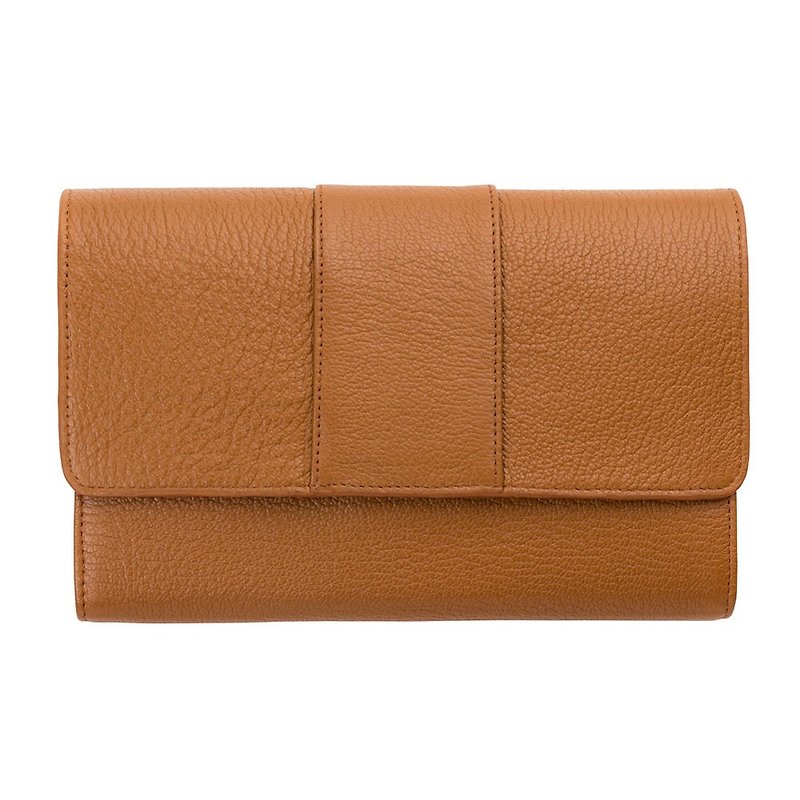 IDA Clutch Bag_Tan / Camel - Clutch Bags - Genuine Leather Brown