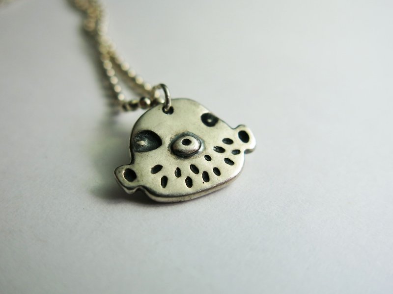 Pufferfish King Sterling Silver Necklace - Necklaces - Other Metals Gray