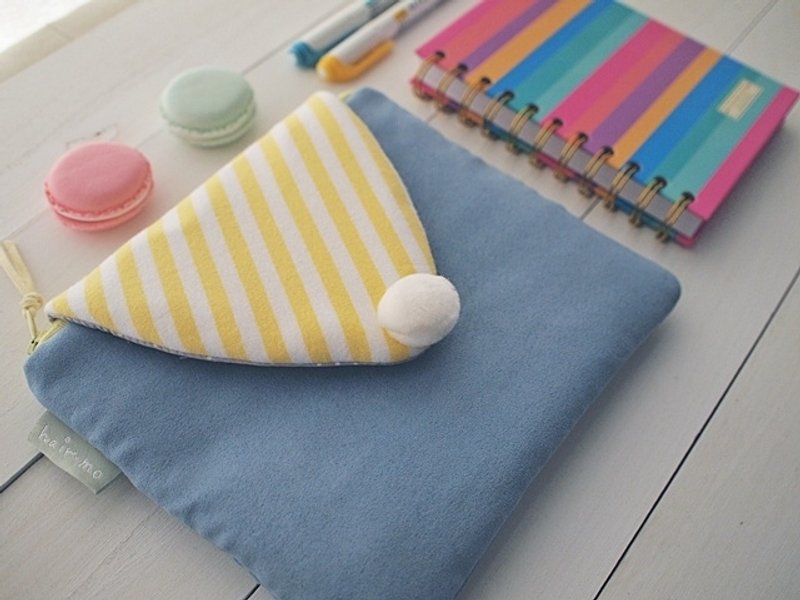 hairmo。スエードフリンジマカロンリソグラフィ入場パッケージ - デニムブルー（8インチ） - パソコンバック・PCケース - その他の素材 ブルー