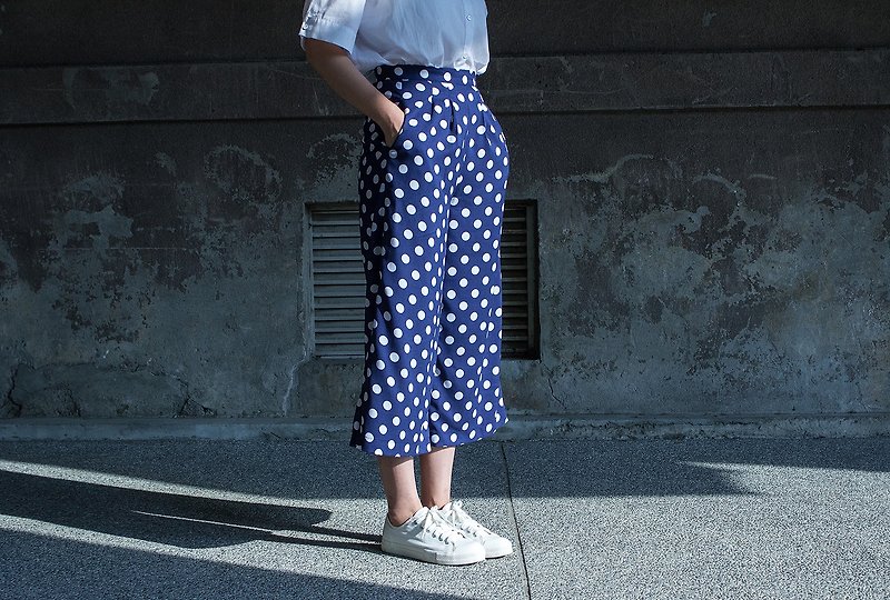 SUMI Relief waist pleats eighths wide pants white water jade blue _5SF500_ - Women's Pants - Other Materials Blue