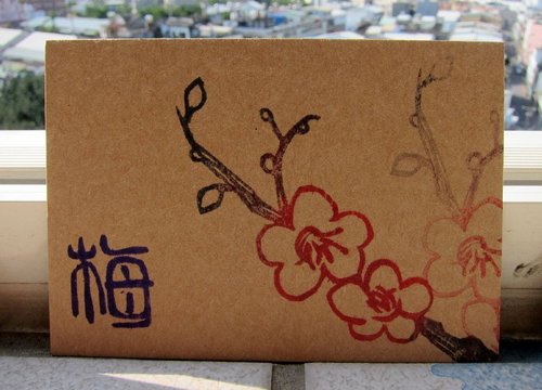 Winwing / 翼想天開創意設計工坊 梅花-手刻章牛皮紙明信片