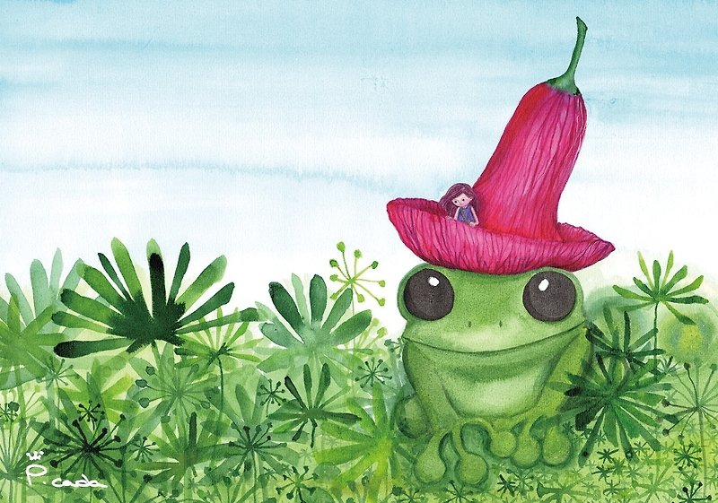 Kai honey and red hat small frog story postcards - การ์ด/โปสการ์ด - กระดาษ หลากหลายสี