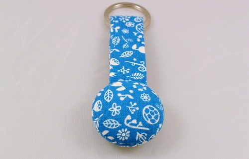 alma-handmade 手感布釦鑰匙圈 - 白花白葉