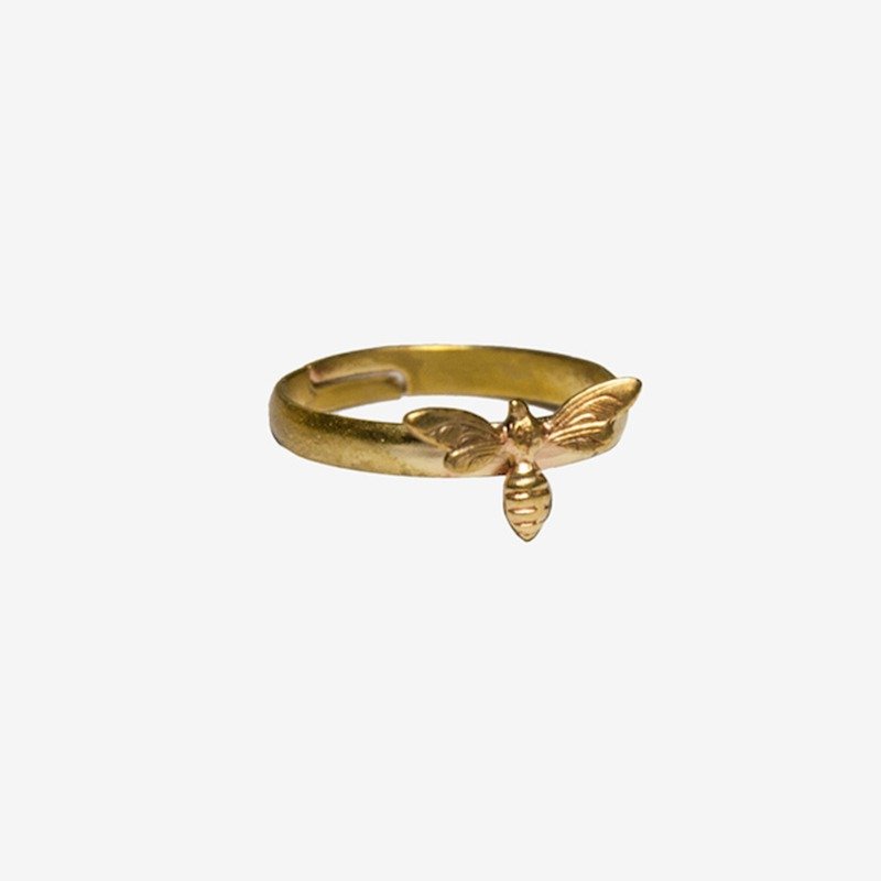 [Indigo]  Raw Brass Honey Bee Ring - General Rings - Other Metals Gold