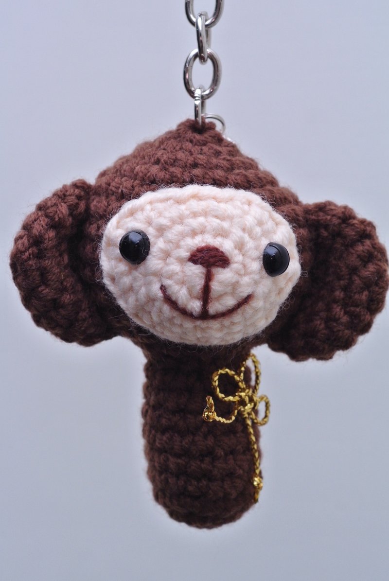 【Knitting】Chinese Zodiac Series-Monkey Stars - ที่ห้อยกุญแจ - วัสดุอื่นๆ สีนำ้ตาล