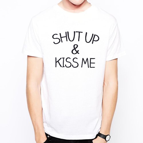hipster SHUT UP AND KISS ME短袖T恤-2色 文字 英文 字母 文青 藝術 設計 時髦 時尚