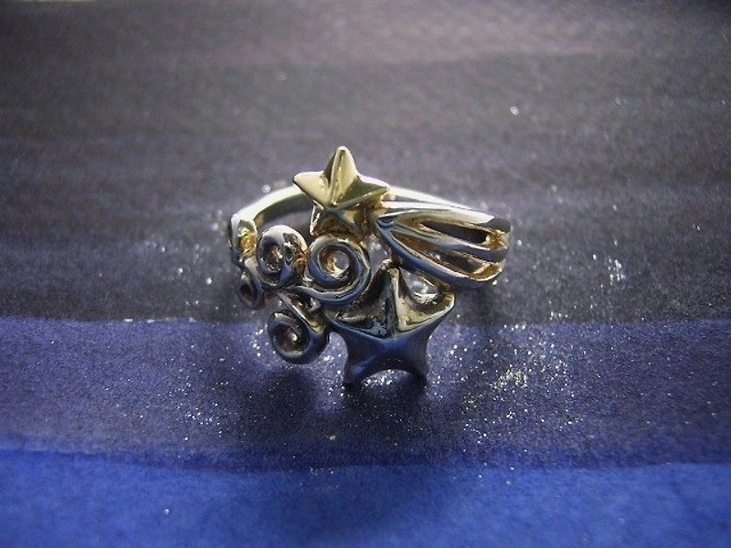 stars ω ( gold silver star jewelry ring 星 海星 金 銀 戒指 指环 ) - แหวนทั่วไป - โลหะ ขาว