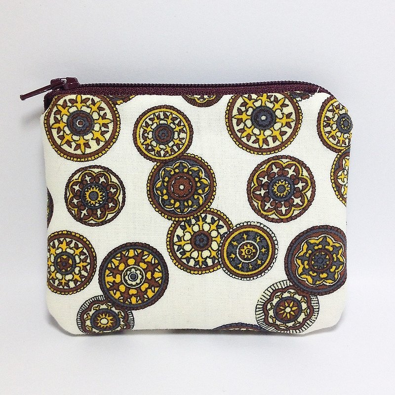 Coffee retro circle pattern purse - Coin Purses - Other Materials Brown