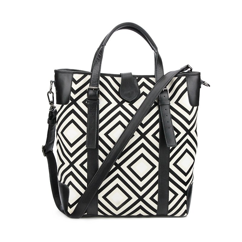 Geometry Tote Bag - Messenger Bags & Sling Bags - Cotton & Hemp Multicolor