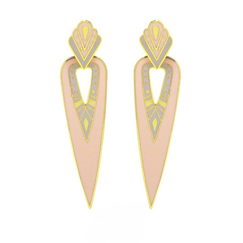Name slow drop pink gold models ladies series [design] - Earrings & Clip-ons - Other Metals 