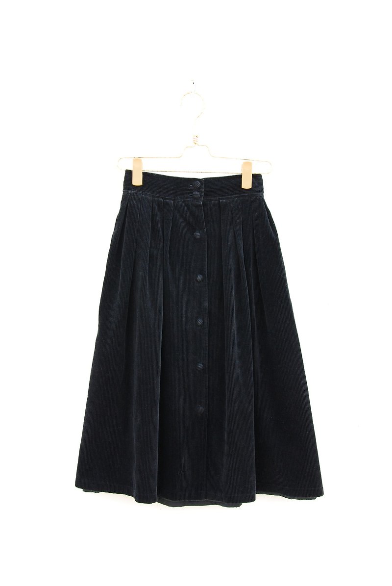 古著燈芯絨排釦裙 - Skirts - Other Materials 