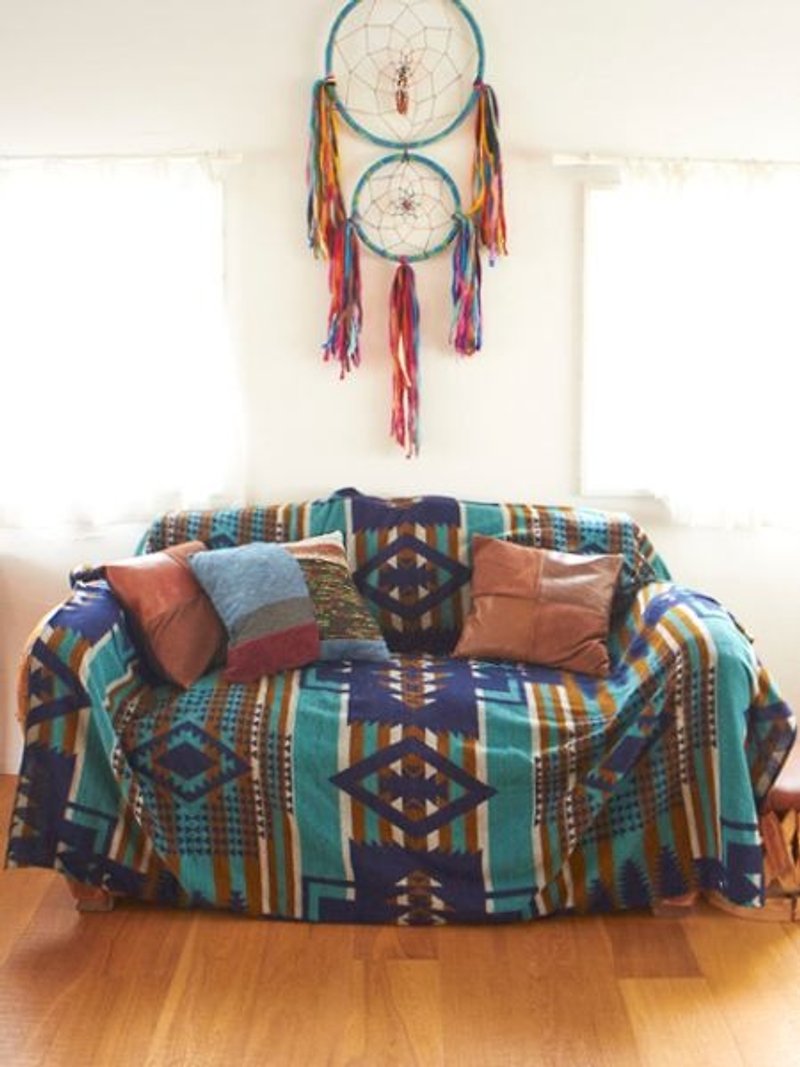 ☼saibaba ethnique // Indian totem bedspread / sofa cover ☼ (pink with blue) - Items for Display - Other Materials Multicolor