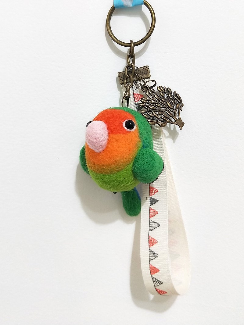 Rolia's hand-made small parrot lovebird wool felt pendant (various colors can be customized) - ที่ห้อยกุญแจ - ขนแกะ หลากหลายสี